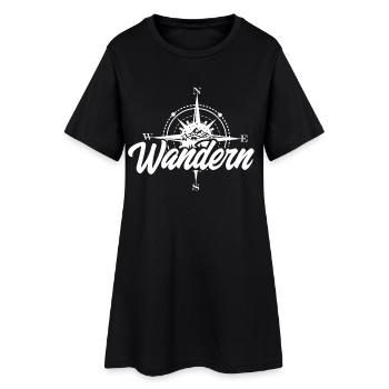 Wandern - Frauen T-Shirt-Kleid - Schwarz - Vorne