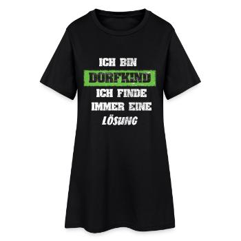 Ich bin Dorfkind Ich finde immer eine Lösung - Frauen T-Shirt-Kleid - Schwarz - Vorne