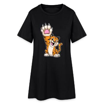 Lustiger Tiger High five - Frauen T-Shirt-Kleid - Schwarz - Vorne