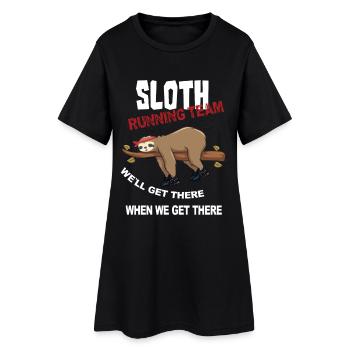 Lustiger Sloth Laufteam Design - Frauen T-Shirt-Kleid - Schwarz - Vorne