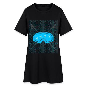 Ski ski lunettes ski - Robe T-shirt Femme - noir - Devant