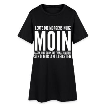Moin und Klappe halten - Frauen T-Shirt-Kleid - Schwarz - Vorne