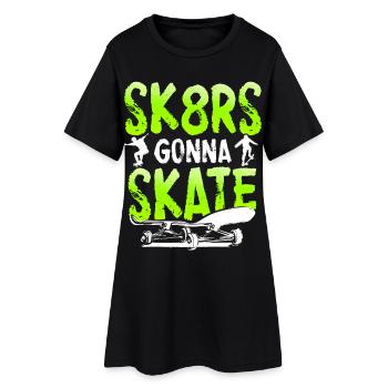 Patineurs qui vont patiner | Skateboard - Robe T-shirt Femme - noir - Devant
