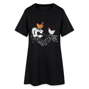 Cadeau pour un musicien guitariste porte-poulet - Robe T-shirt Femme - noir - Devant