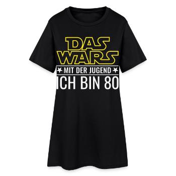 80. Geburtstag - Das wars mit der Jugend - Frauen T-Shirt-Kleid - Schwarz - Vorne