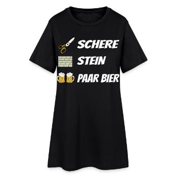 Schere , Stein, Paar Bier - Frauen T-Shirt-Kleid - Schwarz - Vorne