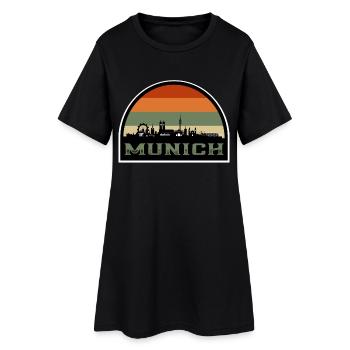 München Deutschland Skyline Souvenir Deutsche Flagge Reisen - Frauen T-Shirt-Kleid - Schwarz - Vorne