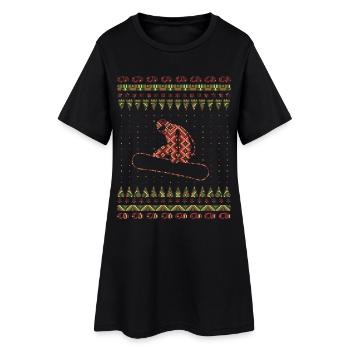 Snowboarder snowboard hiver noël - Robe T-shirt Femme - noir - Devant