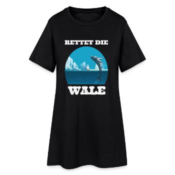 Rettet die Wale Shirt - Frauen T-Shirt-Kleid - Schwarz - Vorne