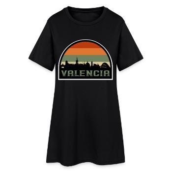 Valence Espagne Skyline Silhouette Drapeau Espagnol - Robe T-shirt Femme - noir - Devant