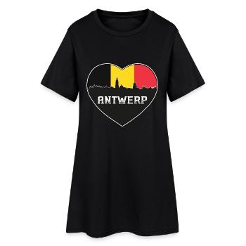 Anvers Belgique Skyline Silhouette Drapeau Belge - Robe T-shirt Femme - noir - Devant