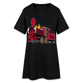 Lokomotive - Frauen T-Shirt-Kleid - Schwarz - Vorne
