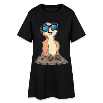 Erdmännchen Sonnenbrille - Frauen T-Shirt-Kleid - Schwarz - Vorne