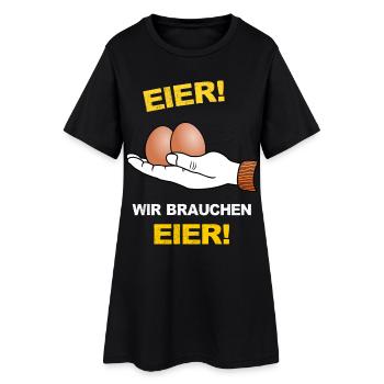 Eier, Klöten, Chochones, Hühnerei, Hoden, Sack - Frauen T-Shirt-Kleid - Schwarz - Vorne