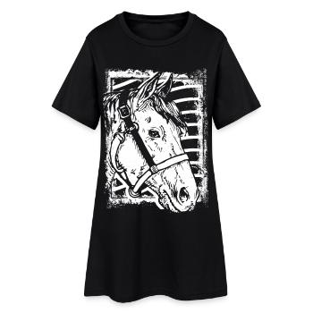 Équitation - Cavalier - Cheval - Tête de cheval - Robe T-shirt Femme - noir - Devant