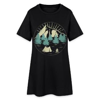 Berge Natur Zelten - Frauen T-Shirt-Kleid - Schwarz - Vorne
