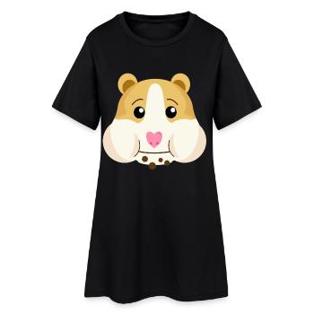 Émoticône emoji drôle bébé hamster cochon d'Inde - Robe T-shirt Femme - noir - Devant