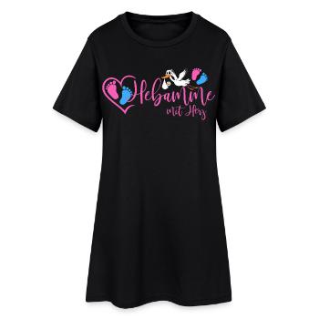 Hebamme mit Herz  - Frauen T-Shirt-Kleid - Schwarz - Vorne