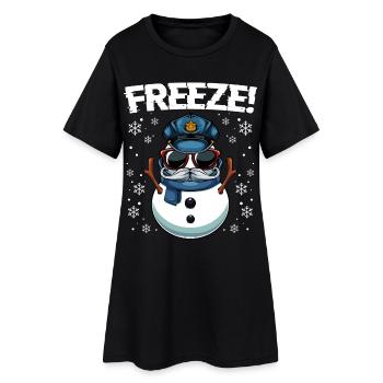 Captain Frost Snowman Police Christmas - Women’s T-Shirt Dress - black - Front