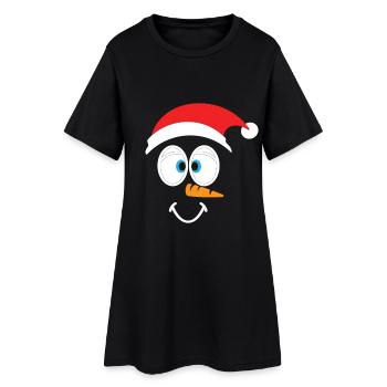 Bonhomme de neige joyeux avec chapeau de père Noël - Robe T-shirt Femme - noir - Devant