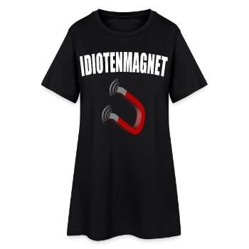 Idiotenmagnet - Frauen T-Shirt-Kleid - Schwarz - Vorne