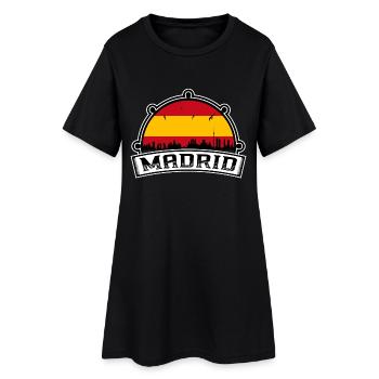 Madrid Espagne Skyline Voyage Souvenir Drapeau Espagnol - Robe T-shirt Femme - noir - Devant