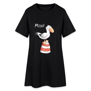 Moin Möwe I Nordsee Urlaub Geschenk - Frauen T-Shirt-Kleid - Schwarz - Vorne