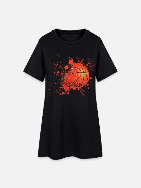 Basket basketteur basketteuse ballon joueur - Robe T-shirt Femme - noir