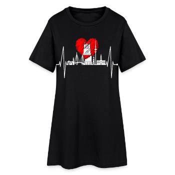 Hamburg Skyline Heartbeat Hamburger Liebe Fan - Robe T-shirt Femme - noir - Devant