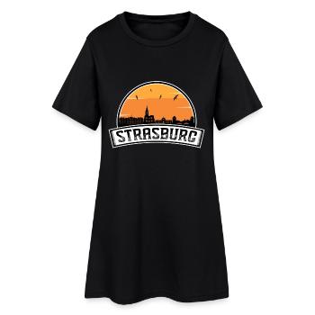 Strasbourg France Skyline Voyage Souvenir Français Fl - Robe T-shirt Femme - noir - Devant