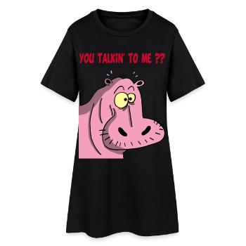 Hippopotame rose - Robe T-shirt Femme - noir - Devant