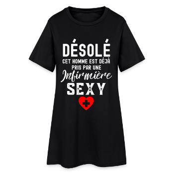 Cet homme est déjà pris par une infirmière sexy - Robe T-shirt Femme - noir - Devant