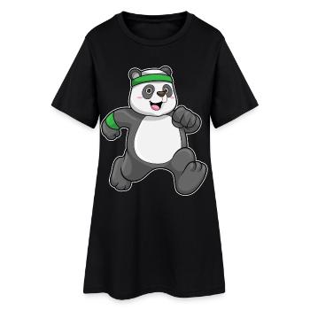 Panda Jogger Joggen Sport - Frauen T-Shirt-Kleid - Schwarz - Vorne