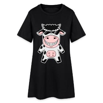 Coole Kuh - Frauen T-Shirt-Kleid - Schwarz - Vorne