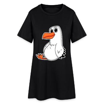 Möwe - Frauen T-Shirt-Kleid - Schwarz - Vorne