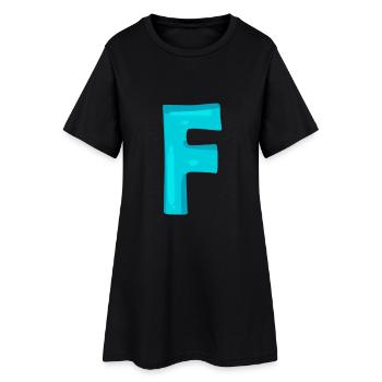 Anfangsbuchstabe F - Frauen T-Shirt-Kleid - Schwarz - Vorne