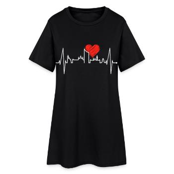 Leipzig Skyline Heartbeat Leipzig Heart Leibzsch - Women’s T-Shirt Dress - black - Front