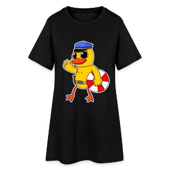poussin de police sauveteur - Robe T-shirt Femme - noir - Devant
