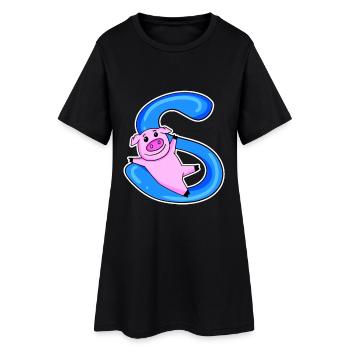 Cochon lettre S - Robe T-shirt Femme - noir - Devant