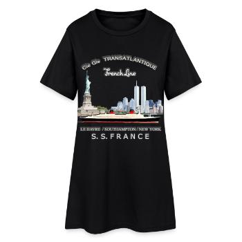 FRANKREICH PAQUEBOT NEW YORK - Frauen T-Shirt-Kleid - Schwarz - Vorne