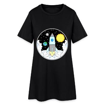 Espace fusée - Robe T-shirt Femme - noir - Devant