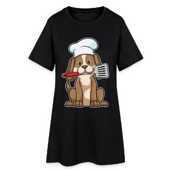Hund Koch Pfannenwender Kochen - Frauen T-Shirt-Kleid - Schwarz - Vorne