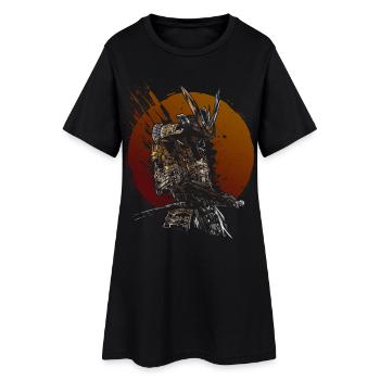 Samurai-Krieger, aufgehende Sonne, Katana-Kunst - Frauen T-Shirt-Kleid - Schwarz - Vorne