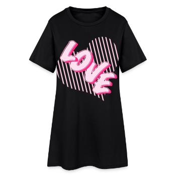 Police en forme de cœur rose néon Love - Robe T-shirt Femme - noir - Devant