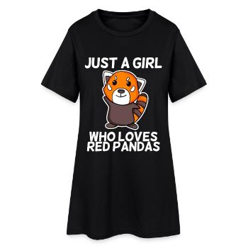 Juste une fille qui aime les pandas rouges - Robe T-shirt Femme - noir - Devant