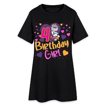 4 Jahre Mädchen Geburtstag - Frauen T-Shirt-Kleid - Schwarz - Vorne