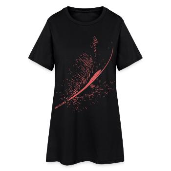 Ressort abstrait / ligne / rose / motif / nature - Robe T-shirt Femme - noir - Devant