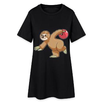 Faultier Bowling Bowlingkugel - Frauen T-Shirt-Kleid - Schwarz - Vorne