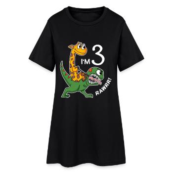 Dinosaure Girafe anniversaire anniversaire - Robe T-shirt Femme - noir - Devant