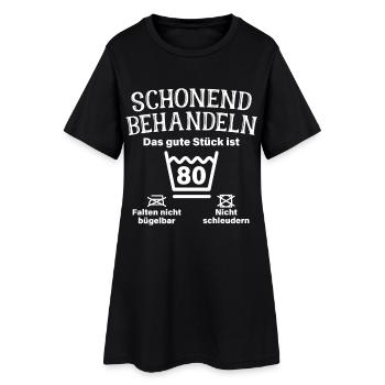 Schonend Behandeln Achtzig Geschenk 80. Geburtstag - Frauen T-Shirt-Kleid - Schwarz - Vorne